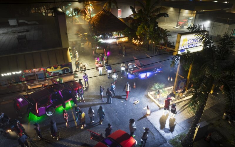 Official Grand Theft Auto VI screenshot of a night scene in Leonida